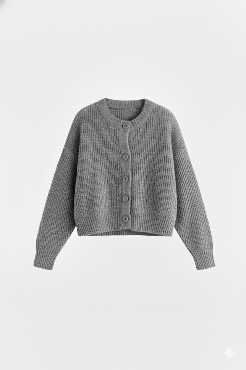 Grijze cardigan voorkant Grijze cardigan voorkant